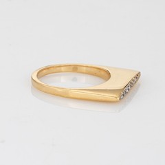 70s Diamond Square Ring Sz 5 Stacking Band Vintage 14k Yellow Gold Fine Jewelry