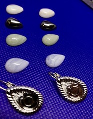 KJL Kenneth Jay Lane Interchangeable Tear Cut Semi Precious Lever-back Earrings