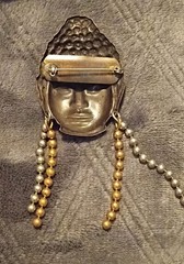 Rare Vtg Sterling Button Co. NY Repousse Buddha Pin Brooch
