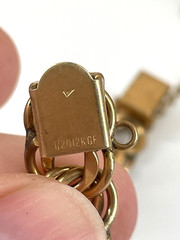 VTG 1/20 12k GF 10mm Double Link chain medal charm bracelet safety chain 7.5″