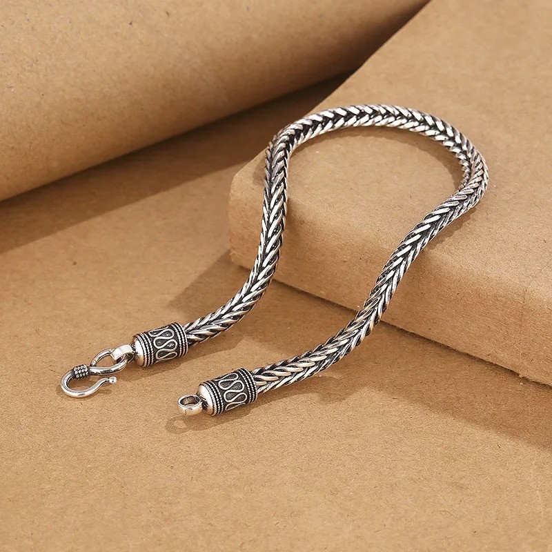 925 Sterling Silver Bracelet Chain Vintage for Men Women Luxury Wedding Jewelry