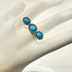 JTV Ring Turquoise Sterling Silver 925 size 8 Designer Halo East West Modern