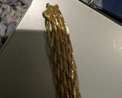 Vintage 925 Sterling Silver Gold Plated Multi Strand Herringbone Chain Bracelet
