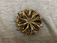 Vintage Liz Claiborne Goldtone Metal & Amber Rhinestone Bow Brooch Pin