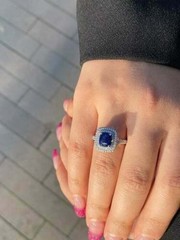 3.70 Ct Natural Sapphire Art Deco Vintage Engagement Ring 925 Sterling Silver