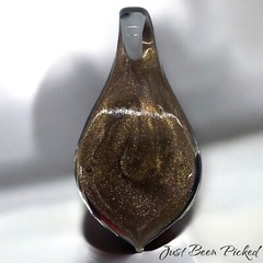 Art Glass Pendant – Tear Drop – Red Black White Swirl Foil
