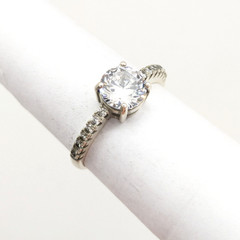 Vintage Elegant RING Silver 925 with Bright Stone -size: 8.5US (18.5mm)| UA #57