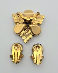 Amazing Juliana Style Zebra Striped Artglass Rhinestone Brooch & Earrings Set