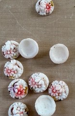 10 Antique Floral Milk Glass Cabochons Pink White Flower Jewelry Making NOS Lot
