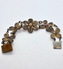 Vintage 1930s Art Deco Filigree Floral Bracelet Gold Tone 7 Inches