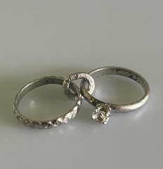 Vintage Silver Tone Wedding Ring & Band Charm For Bracelet Or Necklace JMS