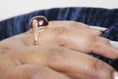 0.66ct Rose Cut Diamond Garnet Victorian Look 925 Silver Anniversary Ring