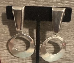 925 Sterling Vintage M 125 Mexico Modernist Clip On Dangle Earrings