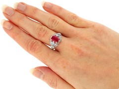 Antique 1.50Ct Burmese Ruby and 0.66Ct Diamond Platinum Dress Ring Circa 1930