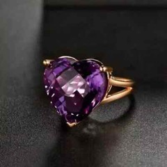 Heart Simulated Amethyst Women’s Gorgeous Wedding Ring In 14K Yellow Gold Plated