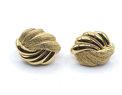 Vintage Napier Gold Tone Swirl Twisted Clip On Screw Back Adjustable Earrings