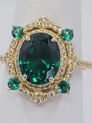 JTV Designer BBJ Gold over Sterling 925 Green Cubic Zirconia Ring Size 5