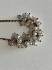 Vintage Faux Pearl & Bead Cluster Necklace Adjustable 16-18”