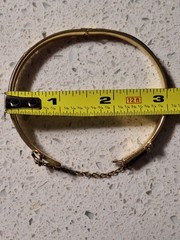 Vintage Damascene Hinged Bangle with Birds & Flowers Black and Gold tone