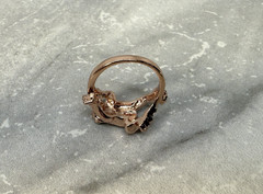 Vintage 18K HGE Rhinestone Frog Ring Size 7.5