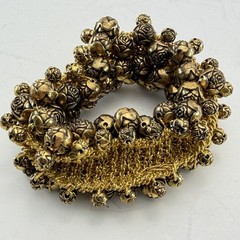 VTG Gold Tone Metal Rosebud Bracelet Stretch Individual 100+ Rosebuds Textured