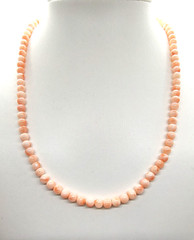 Vintage Lucoral 18″ Angel Skin Coral 3.42 MM Bead Necklace!