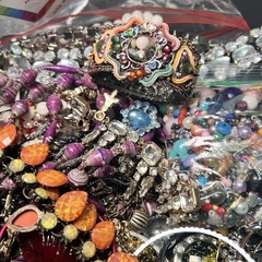 5 LB Junk Drawer Jewelry Lot Stuff Wear Repair Harvest vtg-now etc AS IS scrap Q