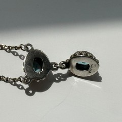 Artisan BALI 925 Sterling Silver Blue Topaz Drop Necklace 16″ – Stamped BA