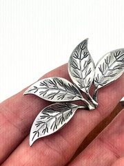 Designer D-A Norway Sterling silver leaf brooch mid-century modern EUC