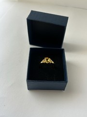 Vintage Yellow Cubic Zirconia Ring Gold Plated Womens Size 8.5