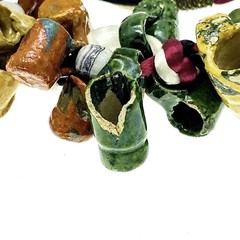 1970/1980s Mexican Folk Art Cluster Necklace Pottery Mugs Charms Ethnic Vintage