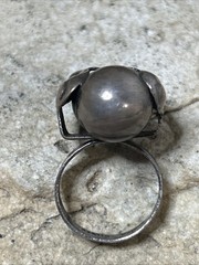56. Vintage MEXICO Silver Los Cocos Two Balls Old School Ring 5.8g, 5.25s