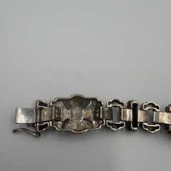 VTG Judith Jack Sterling Silver Marcasite Black Onyx Panel Bracelet 7.5″ 46g