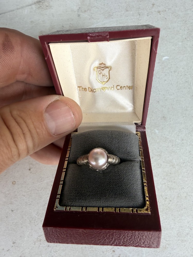 Vintage Genuine Natural Pearl Sterling Silver Hand Crafted Dome Ring SZ 6.5 YT8