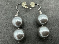 6.32g Vintage Sterling Silver 925 Double Bead Dangle Drop Earrings M