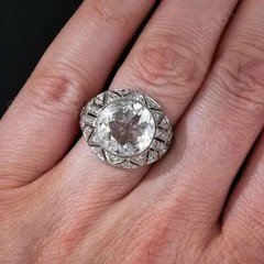 Antique Art Deco 2.90Ct Round Cut Lab Created Diamond Engagement 925 Silver Ring