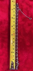 Vintage Sterling Silver Double Link Bracelet w/Locking Clasp & Safety Chain