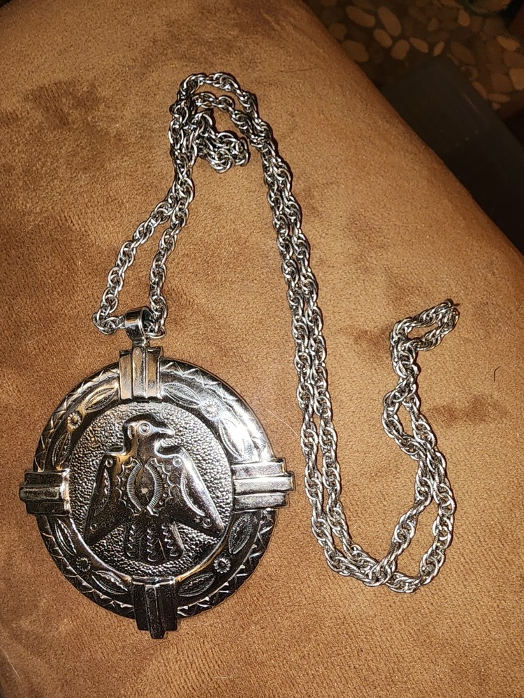 Vintage Nickel Silver Bell Trading Post Thunderbird Pendant USED