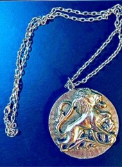 Silver Lion Leo Necklace Medallion Gothic Zodiac Pendant 30” Chain Cosplay Vtg