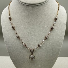 Vintage Catherine Popesco Crystal Bead Drop Necklace Antiqued Gold Tone 18″