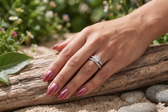 1.34 CT Round Moissanite 925 Silver Wedding Vintage Art Deco Antique Ring Set