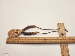 Vintage Stone Hand Carved Owl Pendant Necklace Leather
