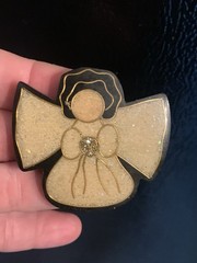 Vtg 1980’s Angel Christmas Pin Retro Collectible Costume Jewerly Brooch 2”x2”