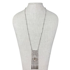 Vintage Israel Sterling Silver Pendant Necklace With Smoky Quartz Detail