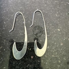 Vintage Teresa Gonzales Tego & Co. Sterling Silver Modernist Hoop Earrings