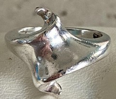 Vtg Modernist Ring Wave Abstract Statement Sterling Silver 925 Artisan Unique 7
