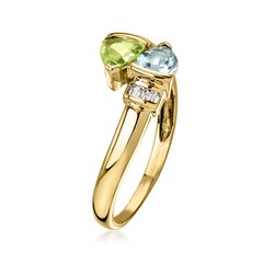 Vint Bltpz & Peridot Rng w Diamonds in 10kt Gold Size 7.5