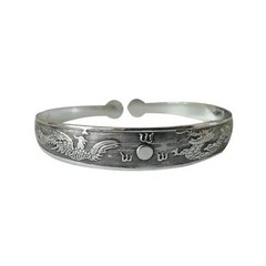 Retro Tibetan Silver Cuff Bracelet Carved Fish Elephant Flower Vintage Bangle