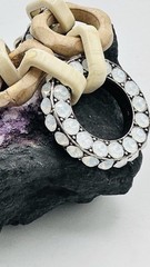 Lanvin Paris Statement Link Bracelet Signed Crystal Wood Resin Designer