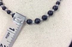 Vintage Costume Graduated Black Glass Bead & Silver Tone Bead Necklace 20″ II595